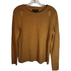 Tahari Sweater women M rust burnt orange 2-ply cashmere crewneck Long sleeve